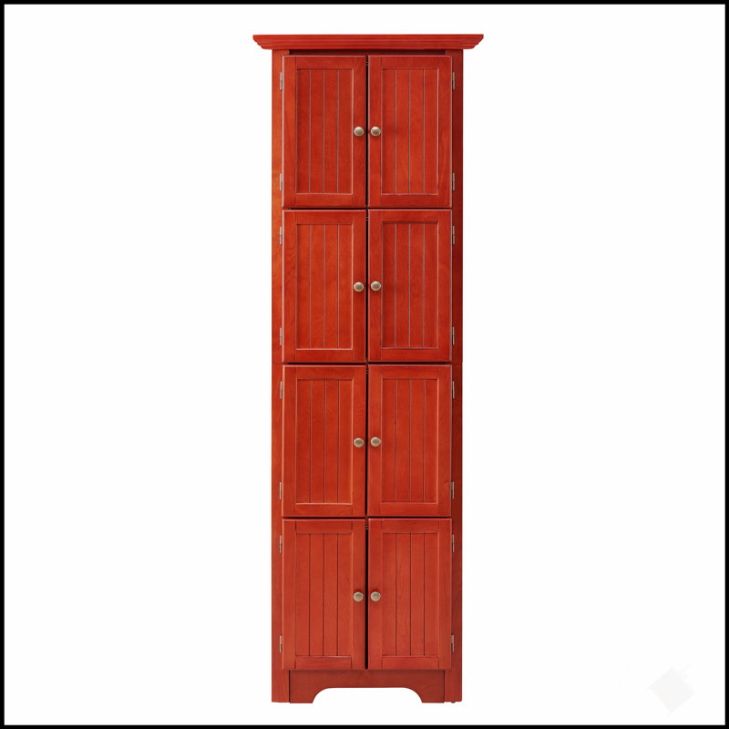 Armoire de rangement d'angle à 4 niveaux avec 8 portes, haute et spacieuse, idéale pour une maison de campagne, une salle de bain, un salon ou une cuisine.