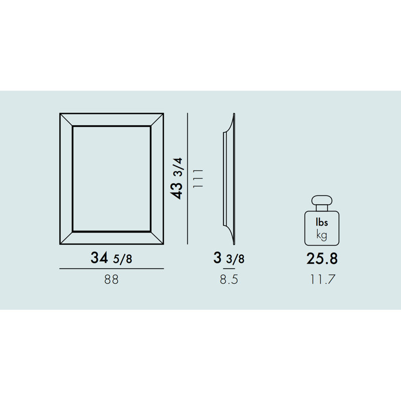 Ghost Flat Wall Mirror, 31" x 25.59", Crystal