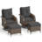 4-Piece Outdoor Patio Conversation Set with Swivel Rocking Chairs, All-Weather Wicker & Steel Frame Outdoor Furniture Set , Ottomans For Backyard, Porch, Garden-1471328989