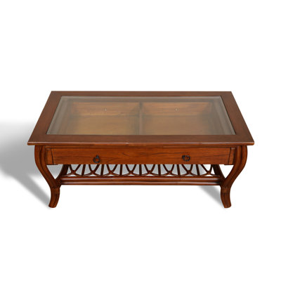 Table basse Burien avec verre / tiroir