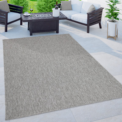 Tapis intérieur / extérieur gris tissé à plat Iyana