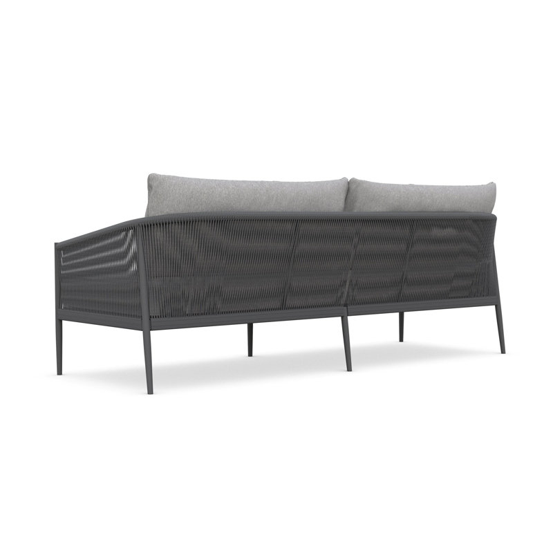 Catalina 85.43" Wide Outdoor Reversible Patio Sofa with Cushions, Ash/Matte Charcoal Fra/Fog Cu