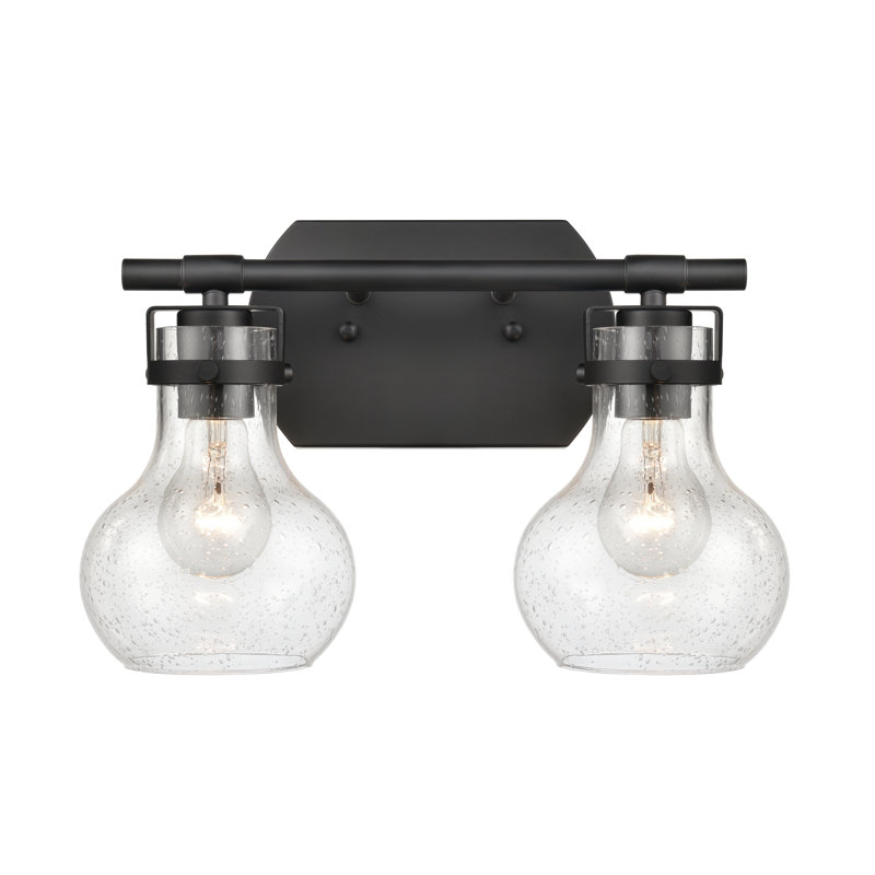 Salamanca 15.5'' Wide 2-Light Vanity Light - Matte Black, 9.5" H x 15.5" W x 7" D, Black, 2 Lights
