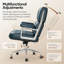 Chaise de bureau pivotante en cuir véritable avec base en aluminium-133427570