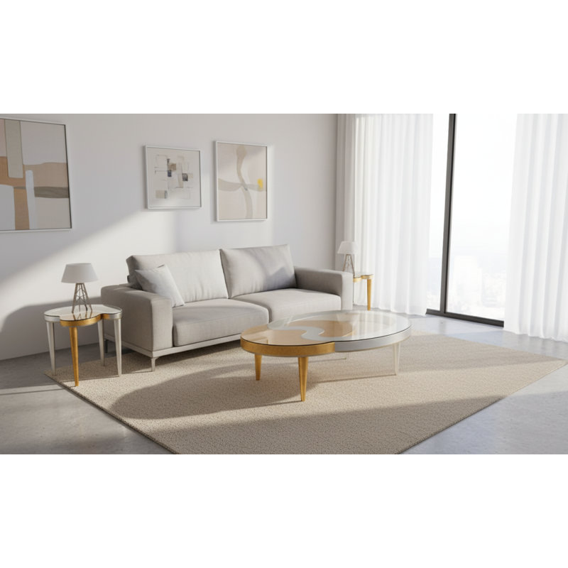 End Table, Silver/Gold