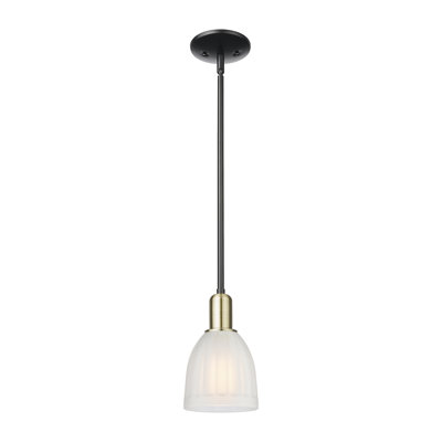 Arcadia - Brookfield - 1 Light 6" Stem Hung Mini Pendant - Black Antique Brass Finish - White Shade