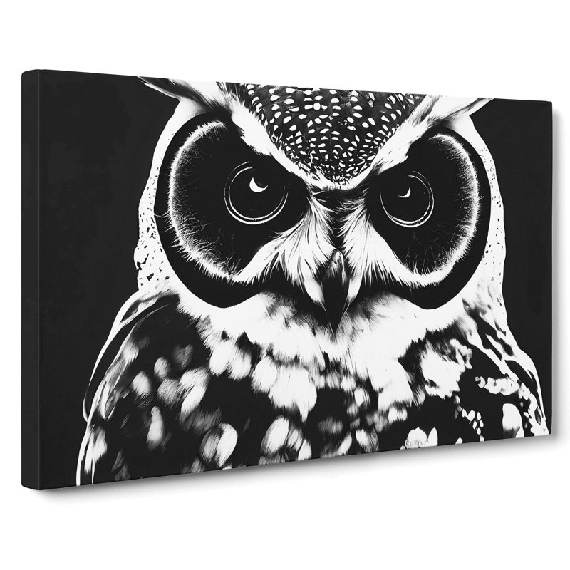 Owl Portrait Monochrome Vol.7 - Wrapped Canvas, 50cm H x 76cm W x 3cm D