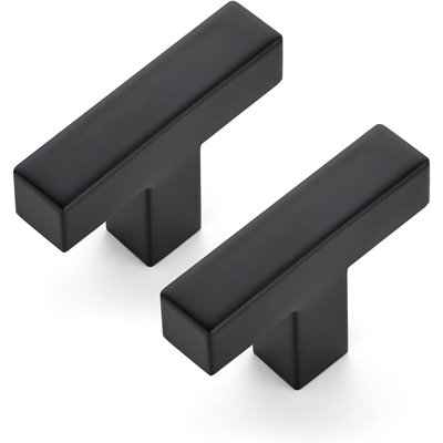 Poignées d'armoire en acier inoxydable noir mat - paquet de 12 poignées carrées pour armoires de cuisine, armoires et placards