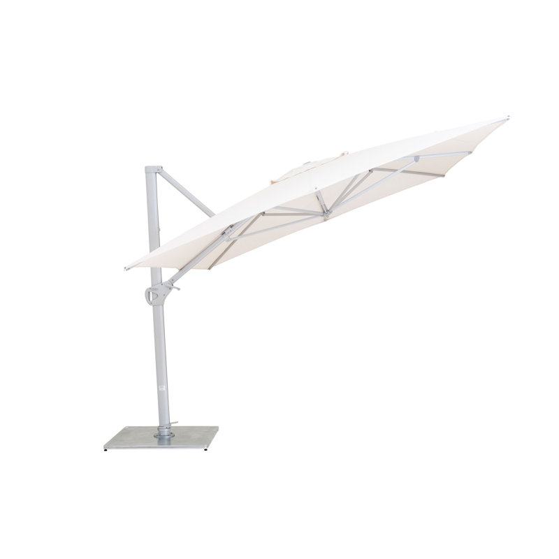 Pavone 10' Square Cantilever Umbrella (Grip Handle), Double Stack Plate - Medium, Natural, Grey