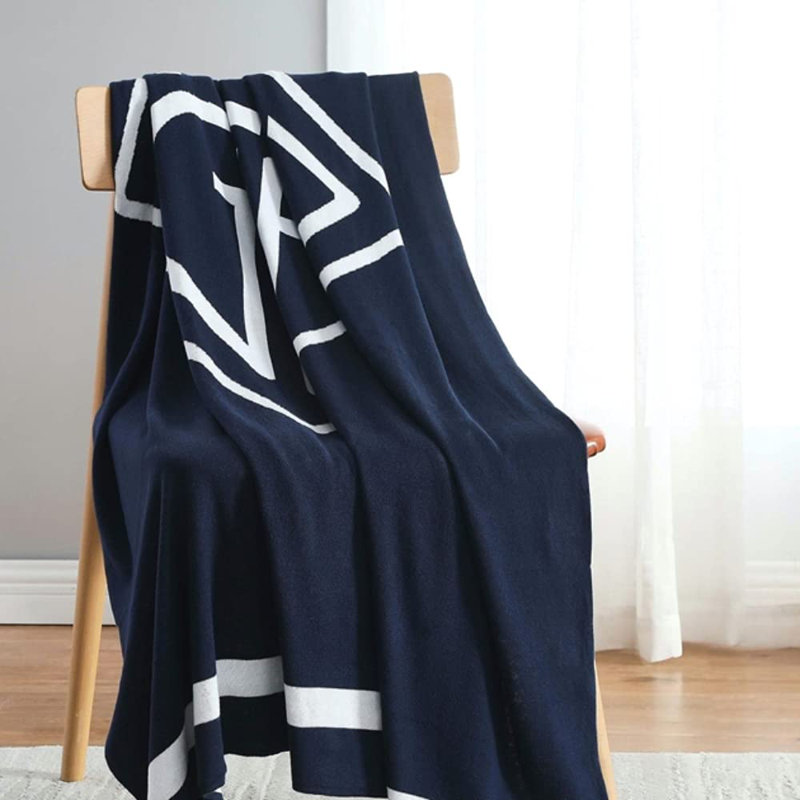 Diamond Monogram Throw, Navy