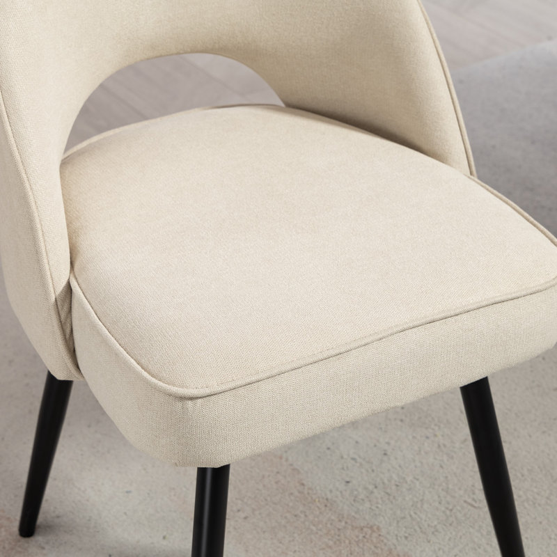 48cm H Polyester Upholstered Metal Upholstered Back Accent, Beige