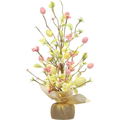 Easter Decorations,  Pre-Lit Easter Egg Tree Tabletop Decor With Delicate Ornaments, For Home Party Wedding Holiday Spring Summer Decoration