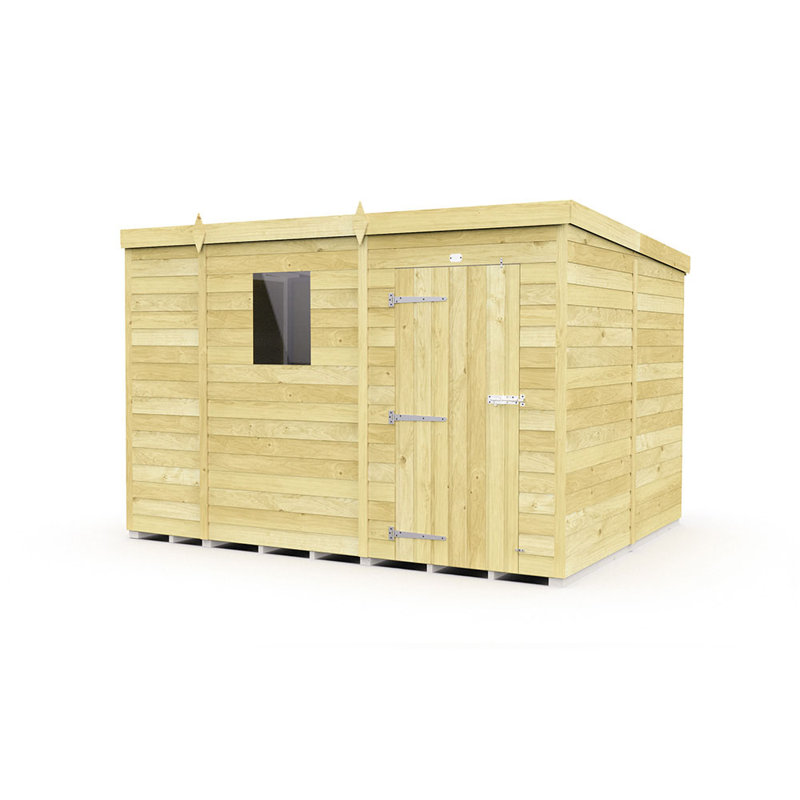 9ft x 8ft Pent Shed - Single Door with Windows