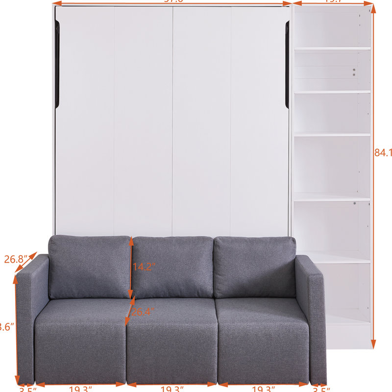 Lit double avec tablettes et - blanc, tablettes fonctionnelles simples avec rangement blanc, attrait moderne pour la chambre à coucher
