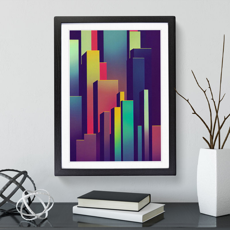 A Fine City Skyline 1 Piece Single Picture Frame Wall Art, 46cm H x 34cm W x 2cm D, Black