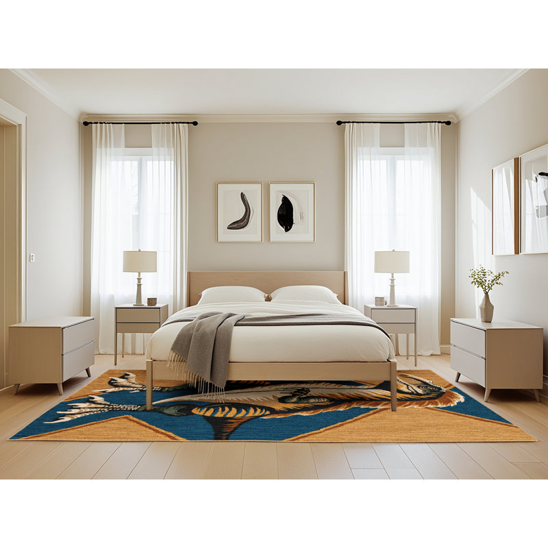 Machine Washable Dinosaurs Brown Area Rug, Rectangle 5' x 8'
