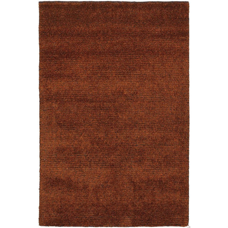 Tapis intérieur rouge à poils longs Authentic, Rectangle 7 pi 9 po x 10 pi 6 po, Rouge Brun; Orange Jaune