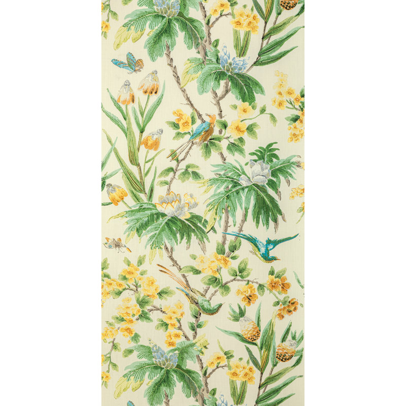 Gastaud 100% Linen Fabric, Gold/Leaf