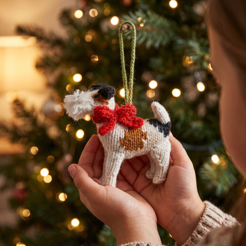 Arcadia Home Fox Terrier Hand-Knit Ornament