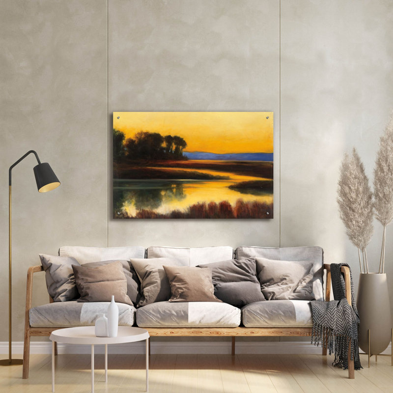 «Yellow Twilight C» par Julia Purinton, art mural en verre acrylique, H 24 po x l 36 po x P 0,2 po