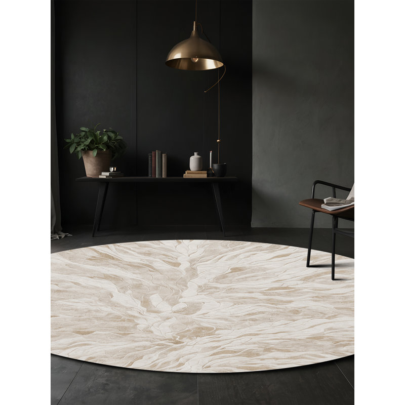 Machine Washable Beige Area Rug, Rectangle 4' x 6'