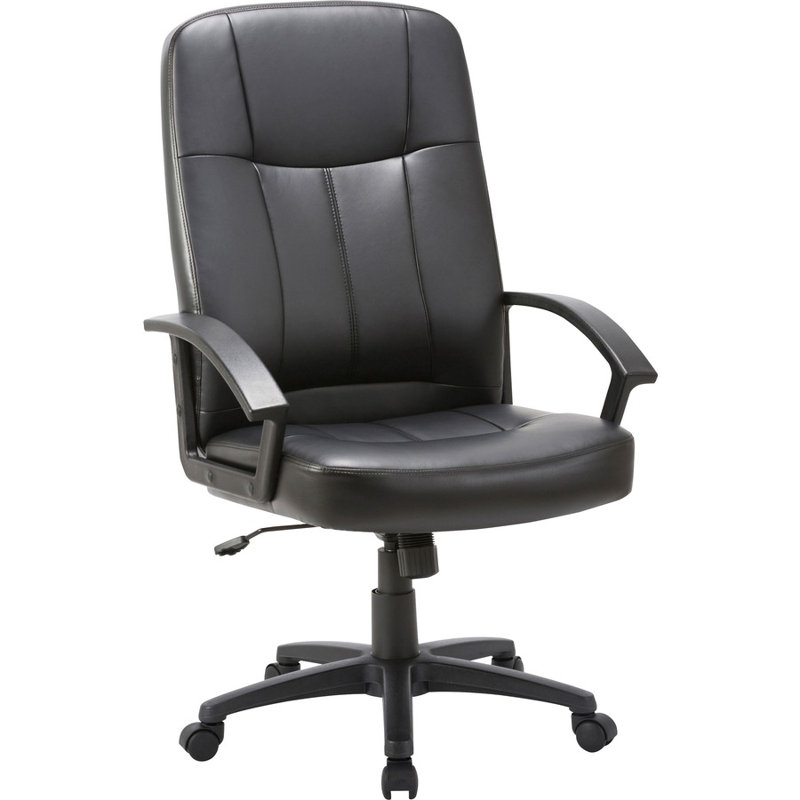 Fauteuil de direction à dossier haut Lorell Chadwick Series - Assise noire - Revêtement en cuir noir - Piètement à 5 branches noir - 1 unité