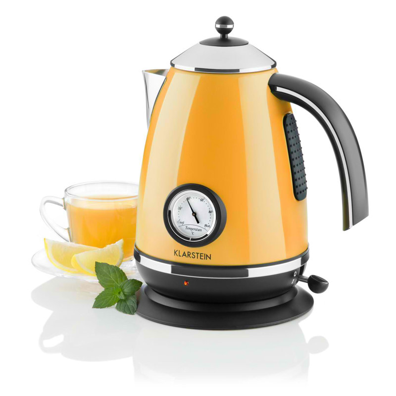 Klarstein 1.7L Stainless Steel Electric Tea Kettle, Orange