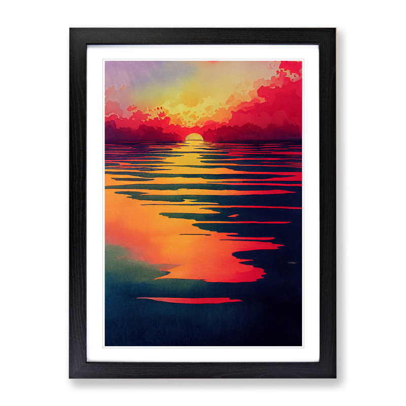Dramatic Sunset - Framed Print, Black, 64cm H x 46cm W x 2cm D