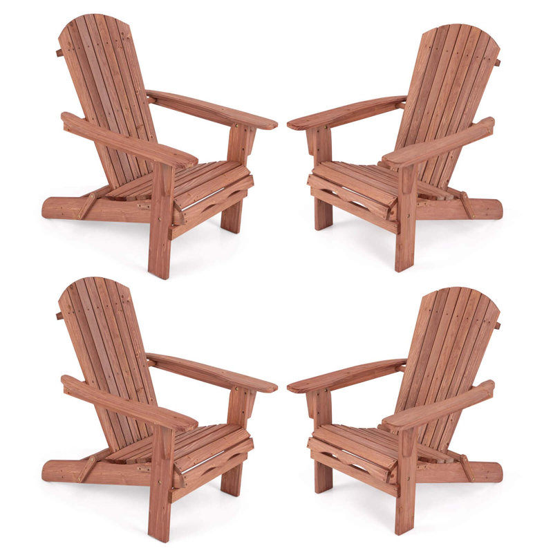 Ensemble de 4 chaises pliantes à dossier haut avec accoudoirs larges en bois Costway, Brun