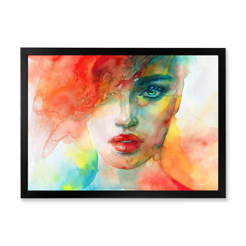 Mannequin avec maquillage Vivid IV - décoration murale sur toile glam, Cadre noir, H 8 po x l 12 po x P 1 po