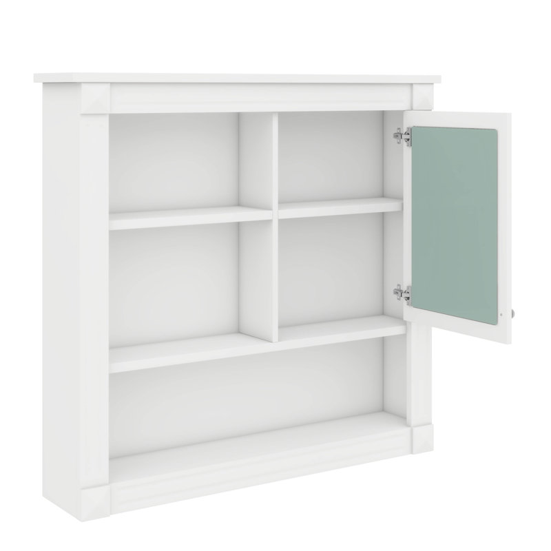 Armoire de salle de bain murale 32 po avec miroir et 4 tablettes intérieures réglables en hauteur, Blanc