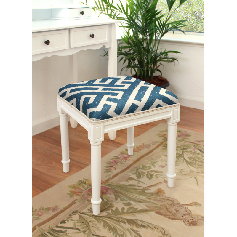 Tabouret de coiffeuse Azocar, Blanc / Marine
