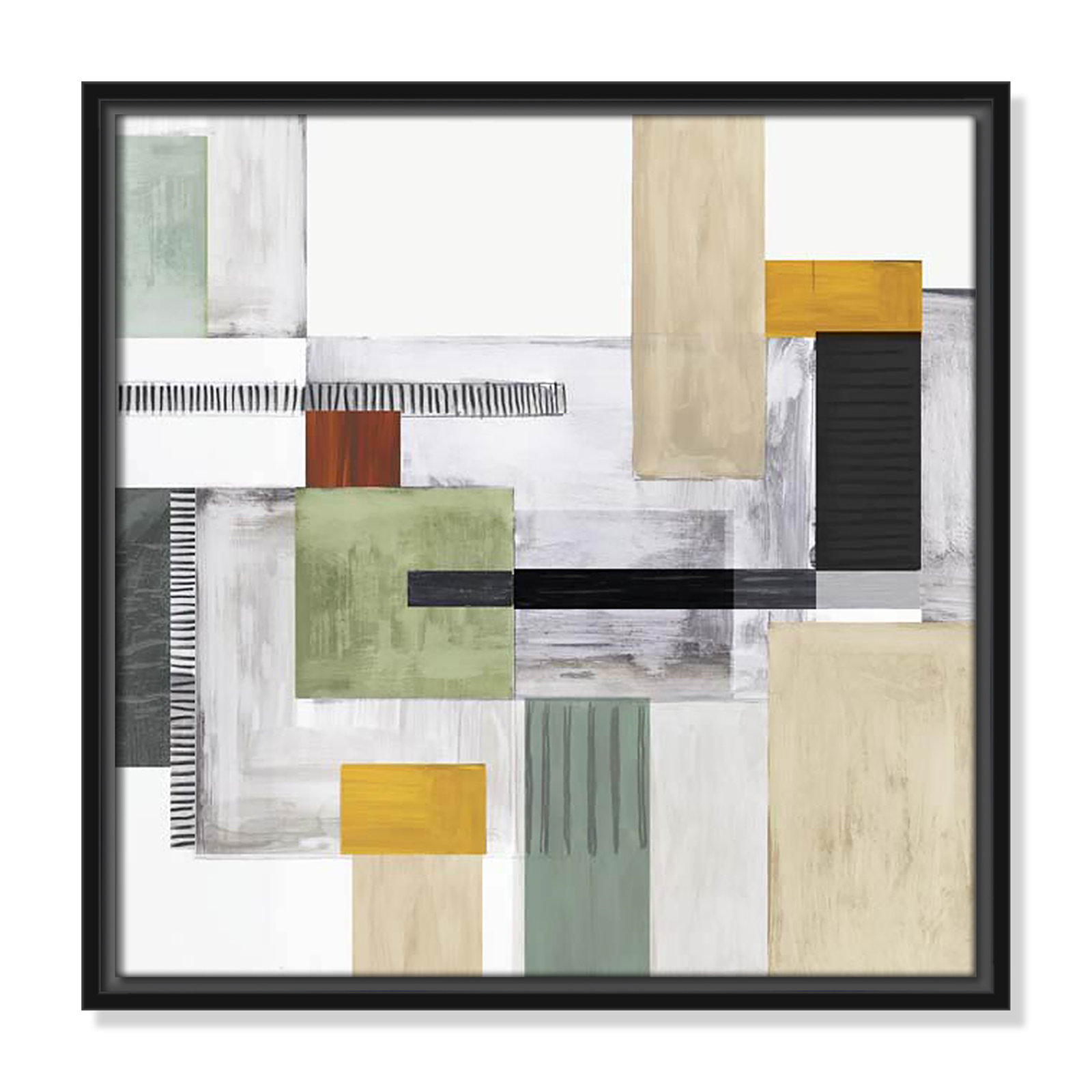 Playful Blocks Print, 17.5" H x 17.5" W x 2" D, Black Floater Framed