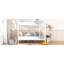 Lit superposé au-dessus d'un lit double blanc - conception moderne, structure en fer, peu encombrant, construction contemporaine, support robuste, sécuritaire pour tous les utilisateurs-467986830-467986828