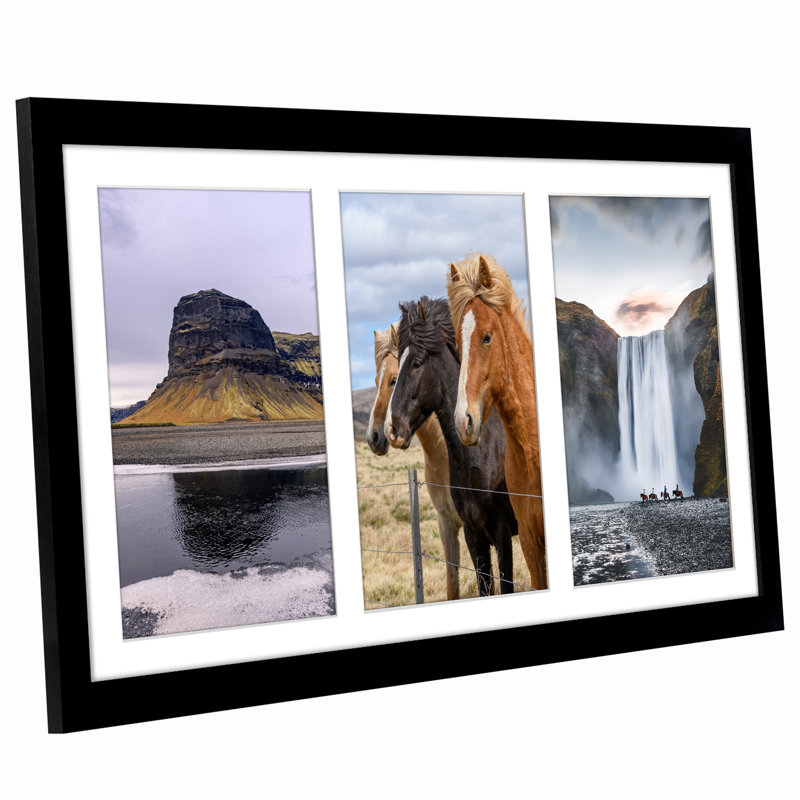 8X16 Collage Picture Frame To Display 3 Photos At Once - Black