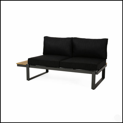 Sterling Right Arm Outdoor Sofa Seater With Rust-Resistant Aluminum Frame And Low-Maintenance Faux Wood Accents