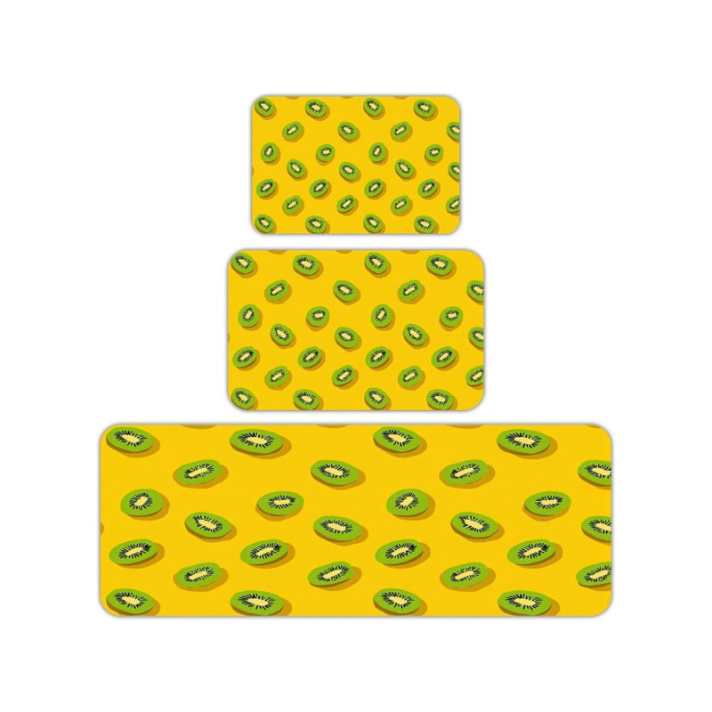 Ensemble de tapis de cuisine jaune et kiwi 3 pièces pour la cuisine et la chambre d'enfant