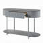 Table de canapé grise très brillante et chromée avec tablette inférieure