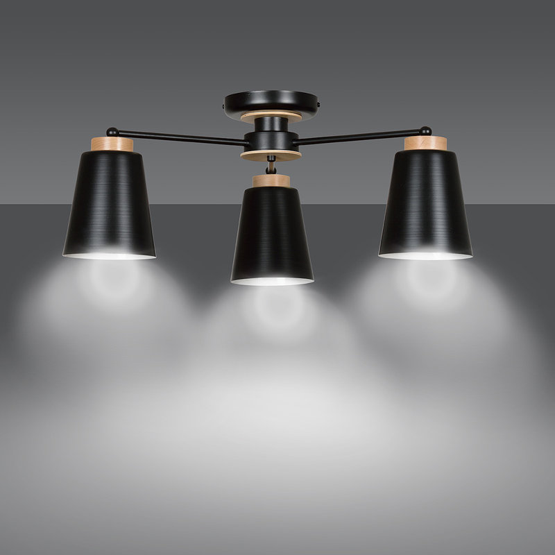 Neville Powdered Coated Steel Semi Flush Mount, Black