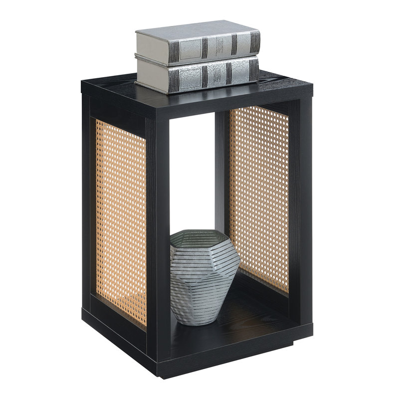 Table de bout avec tablette Siems, Noir / beige orge