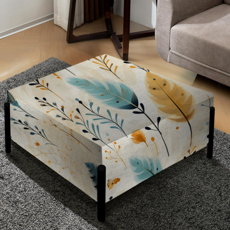 Minimalisme beige fougère motif VII - grand repose-pieds carré floral