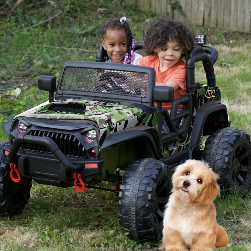 Ride-On Jouets Outfunny 24 volts véhicules tout-terrain à piles avec télécommande, Vert