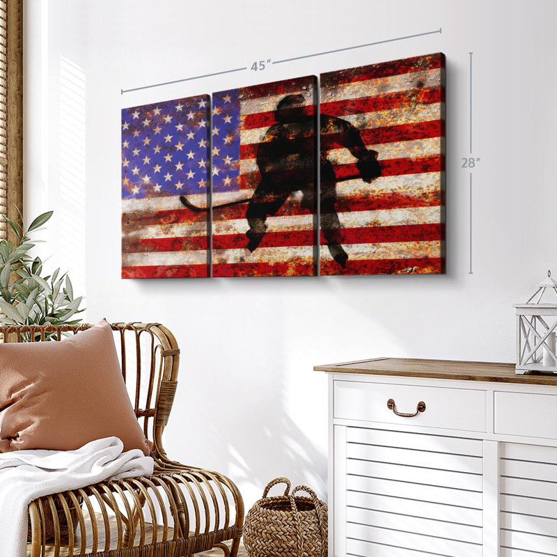 «American Hockey» sur toile, H 28 po x l 45 po x P 1,25 po