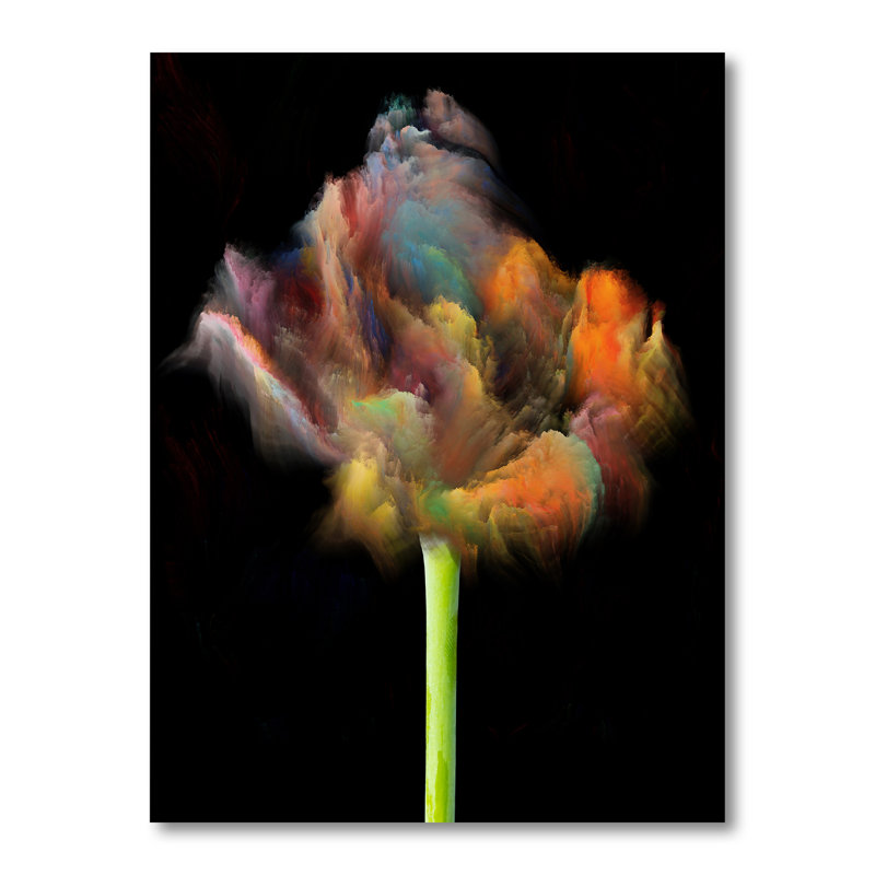 «Blooming Multicolor Fractal Flower», art mural moderne sur toile, H 12 po x l 8 po x P 1 po, Toile tendue
