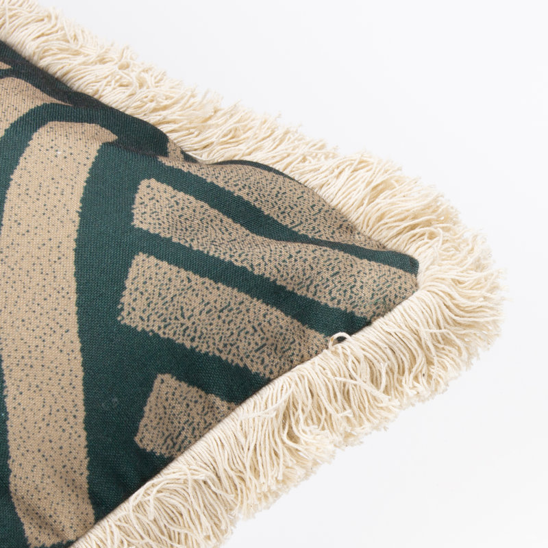 Oromo Geometric Square Cushion, Green, Pillow Cover Only - No Insert