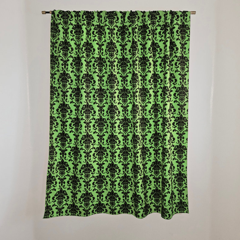 Rideau de fenêtre en popeline de polyester à imprimé damassé de 58 pouces de large, L 58 po x L 63 po, Vert citron