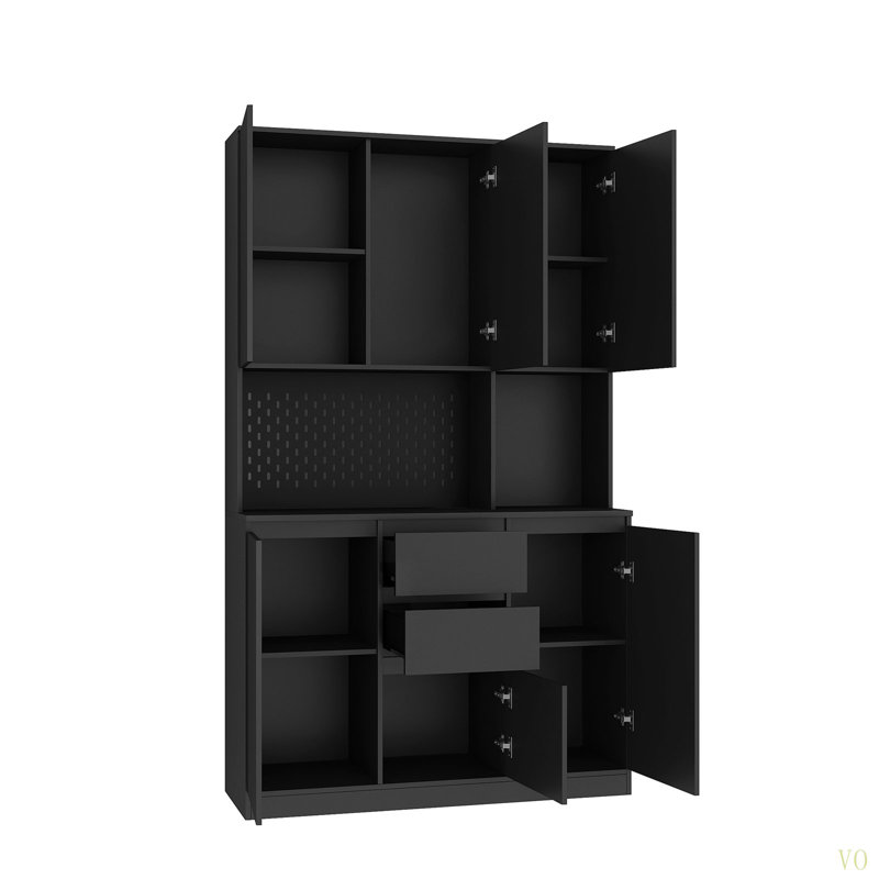 Armoire garde-manger autoportante de 74 po avec 6 portes, 3 tablettes et 2 tiroirs, armoire de cuisine polyvalente, armoire de rangement pour artisanat, rangement pour salle de lavage