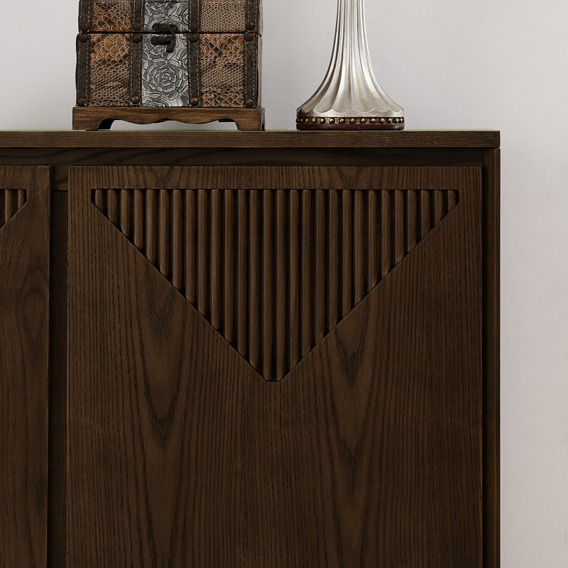 Mid Century Modern V-shape Storage Cabinet, Brown, Brown