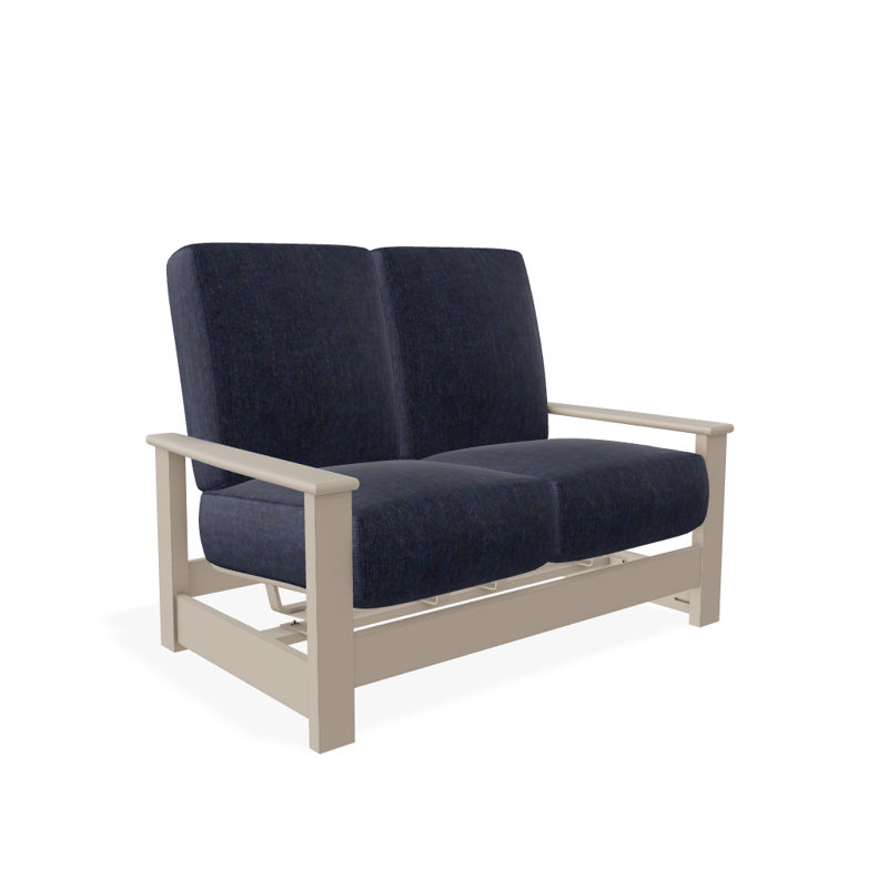 Leeward 56.5'' Wide Loveseat with Cushions, Spectrum Indigo Sunbrella®, Snow