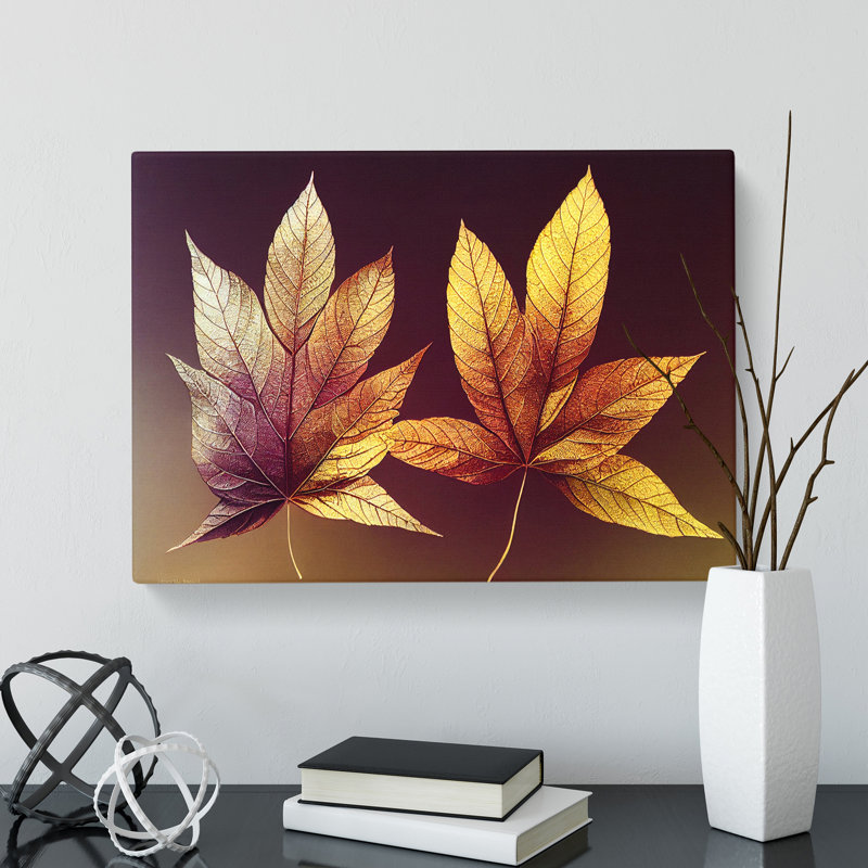 Otherworldly Autumn Leaf - Wrapped Canvas, 35cm H x 50cm W x 3cm D